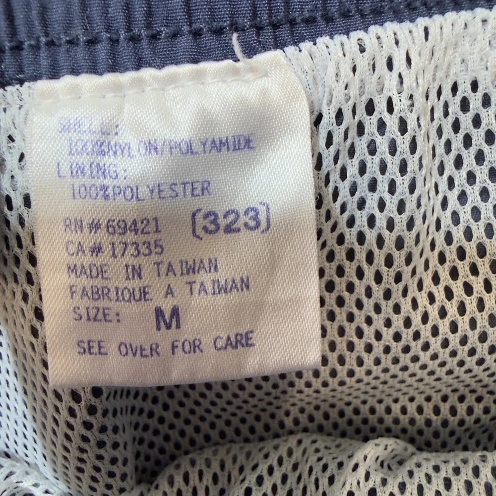 Reebok Track Pants Mens Medium Navy Blue Excellent Vintage Striped Nylon Joggers